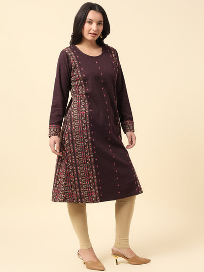 Kurti for Women | Winter Wear Round Neck Poly Cotton Fabric Printed Pattern