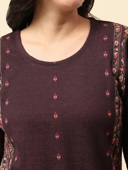 Kurti for Women | Winter Wear Round Neck Poly Cotton Fabric Printed Pattern