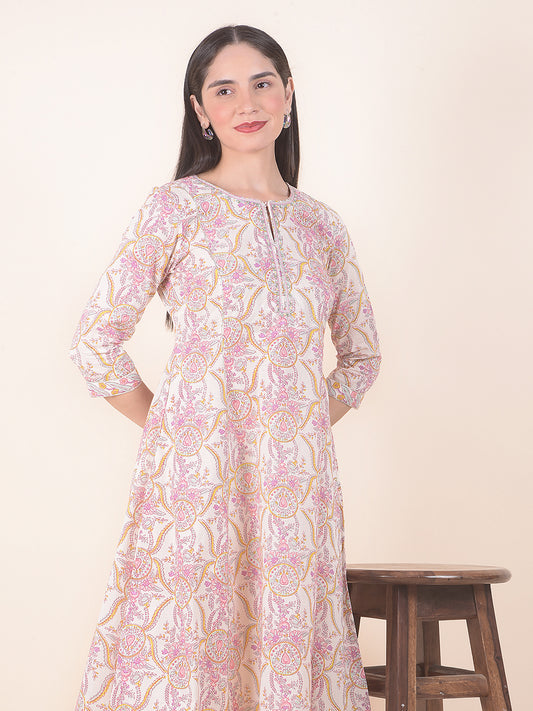 Kurti for Women l Breathable & Soft with Color Fastness Regular Fit Printed Pattern