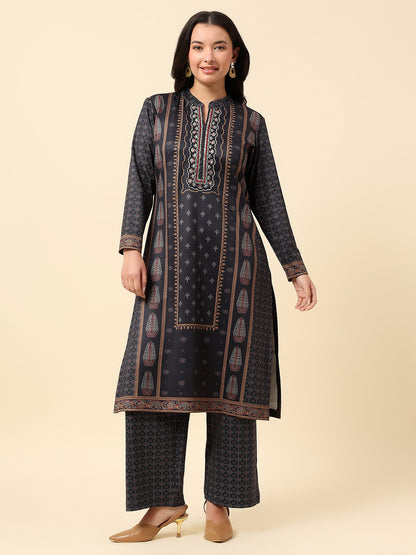 Kurti for Women | Winter Wear Round Neck Poly Cotton Fabric Printed Pattern