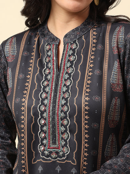 Kurti for Women | Winter Wear Round Neck Poly Cotton Fabric Printed Pattern