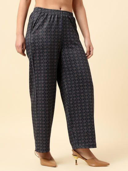 Plazzo for Women l Breathable & Soft with Color Fastness Regular Fit Poly Blend Fabric Printed Pattern Elasticated Closure