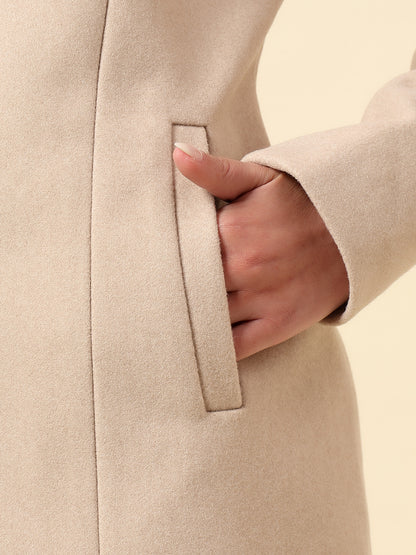 Long Coat for Women | Premium Casual Long Coat Regular Fit Spread Collar Wool Fabric Solid Pattern