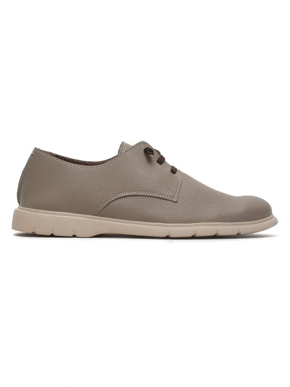 Men's Beige Solid Lace-Up Casual Shoes