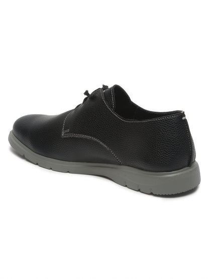 Men's Grey Solid Lace-Up Casual Shoes