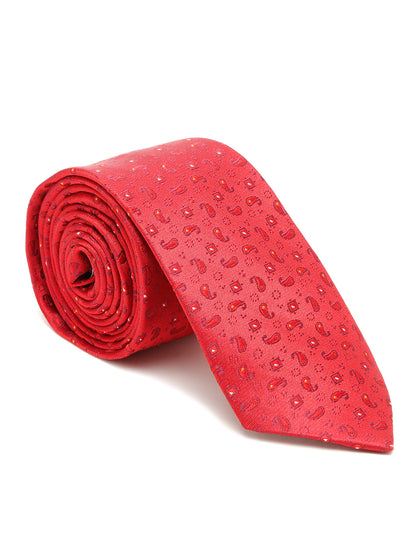 Men's Red Fashion Paisley Pattern Tie Set