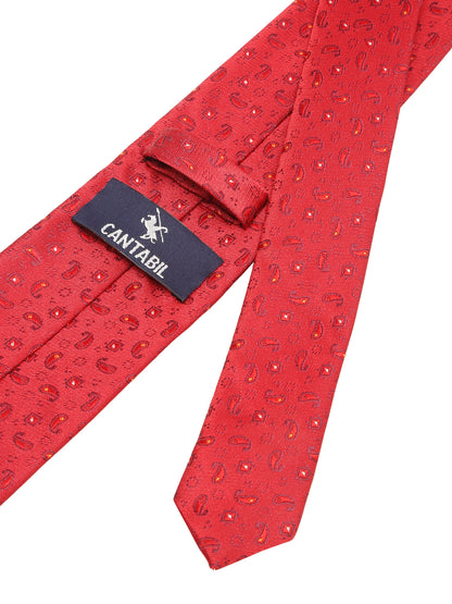 Men's Red Fashion Paisley Pattern Tie Set