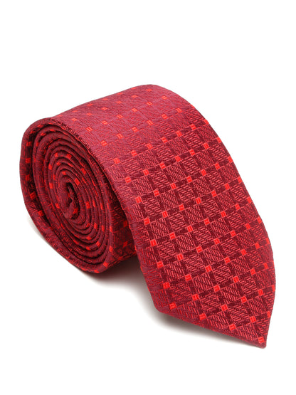 Men's Maroon Fashion Geometric Pattern Tie Set