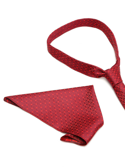 Men's Maroon Fashion Geometric Pattern Tie Set