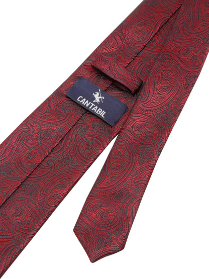 Men's Maroon Fashion Paisley Pattern Tie Set