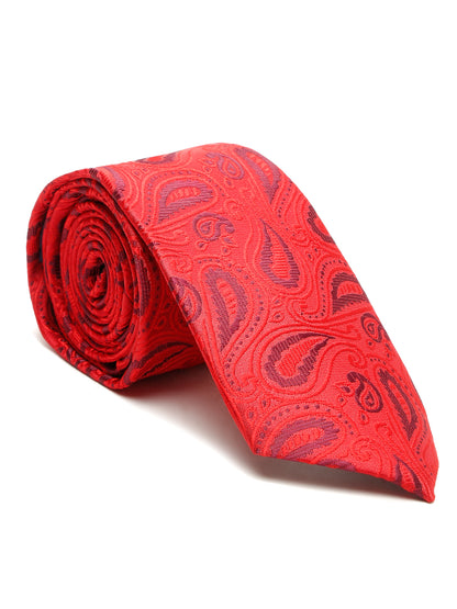 Men's Red Fashion Paisley Pattern Tie Set