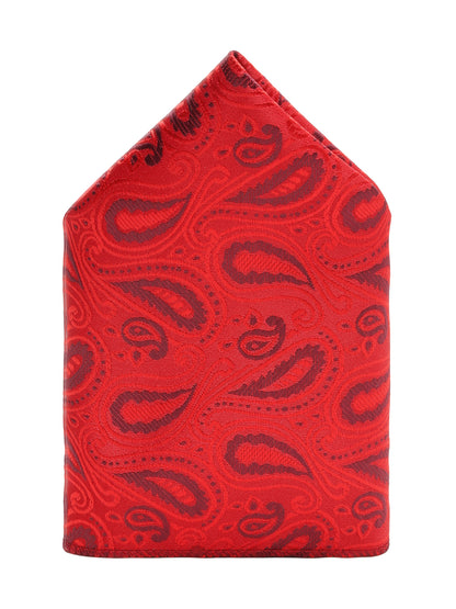 Men's Red Fashion Paisley Pattern Tie Set