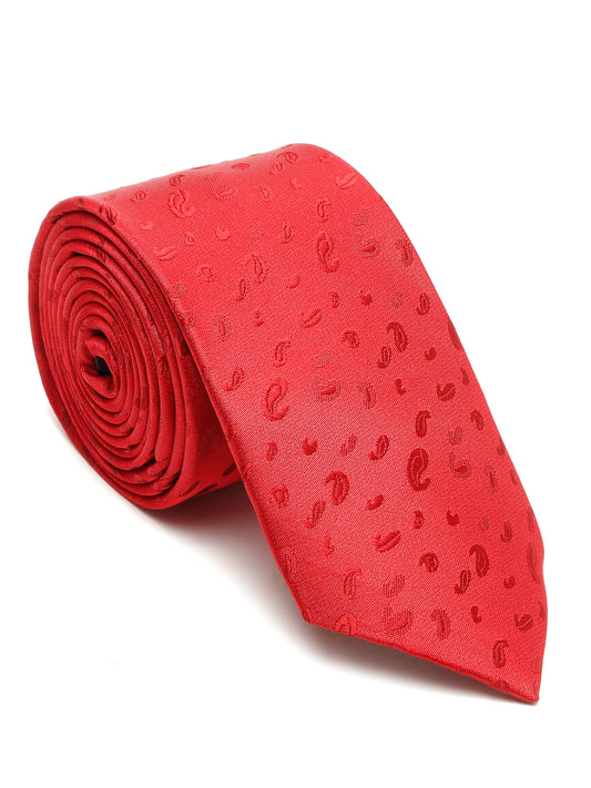 Men's Red Fashion Paisley Pattern Tie Set