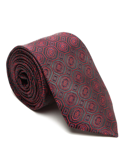 Men's Maroon Fashion Medallion Pattern Tie Set