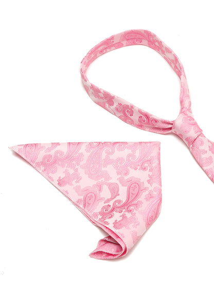 Men's Pink Fashion Paisley Pattern Tie Set