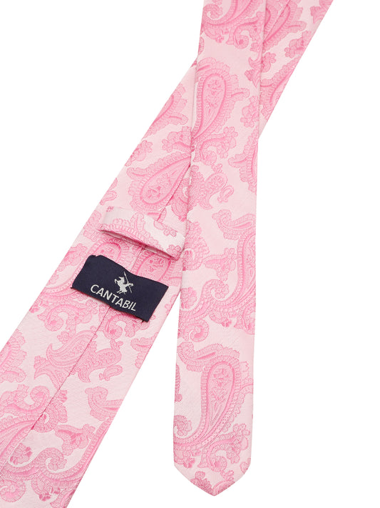 Men's Pink Fashion Paisley Pattern Tie Set