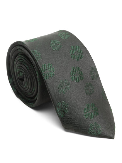 Men's Green Fashion Floral Pattern Tie Set