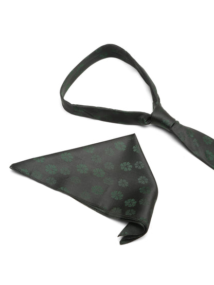 Men's Green Fashion Floral Pattern Tie Set