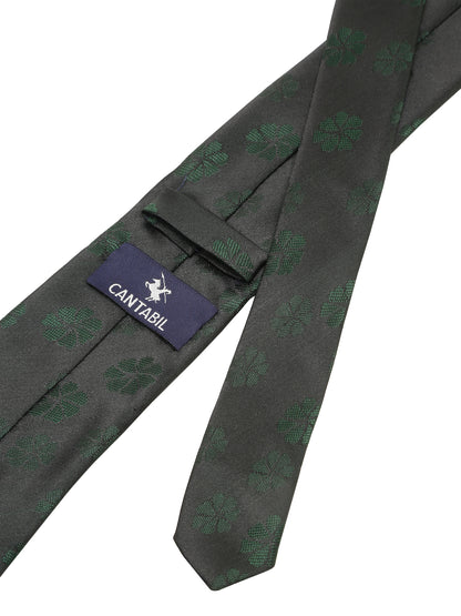 Men's Green Fashion Floral Pattern Tie Set