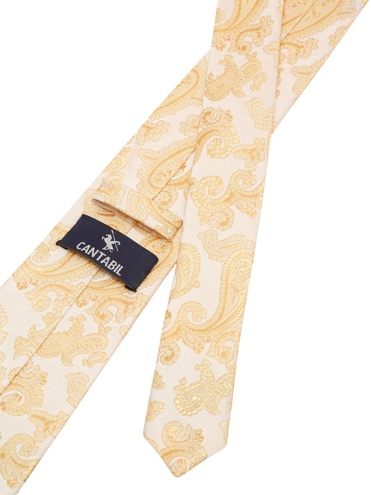 Men's Yellow Fashion Paisley Pattern Tie Set