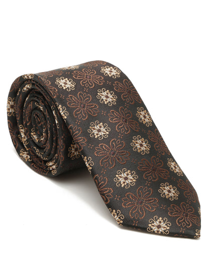 Men's Brown Fashion Floral Pattern Tie Set