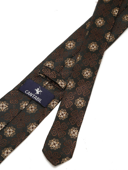 Men's Brown Fashion Floral Pattern Tie Set