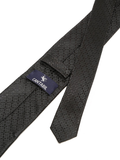 Men's Black Fashion Floral Pattern Tie Set