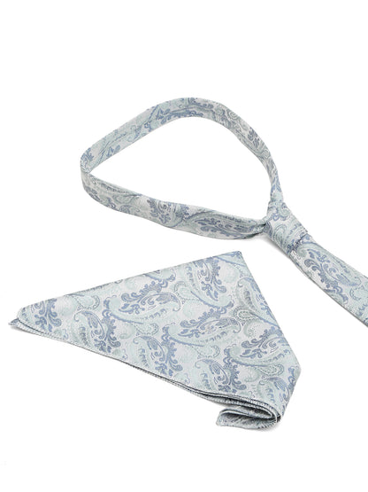 Men's Grey Fashion Paisley Pattern Tie Set