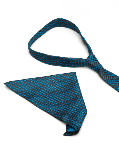 Men's Blue Fashion Geometric Pattern Tie Set