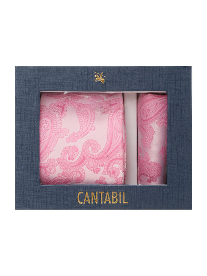 Men's Pink Fashion Paisley Pattern Tie Set