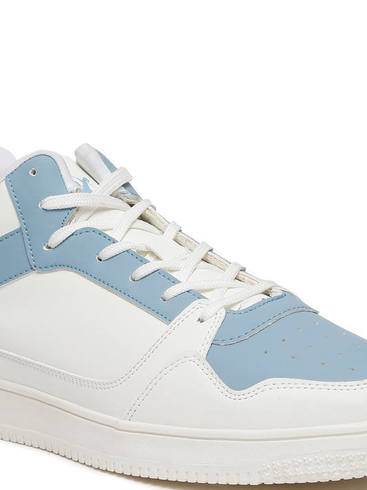 Men Lace-Up Blue High Ankle Casual Shoes