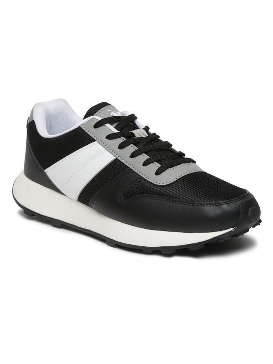 Men Lace-Up Black Casual Sneakers