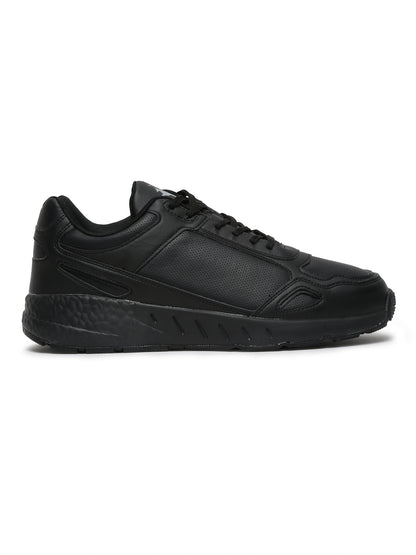 Men Lace-Up Black Casual Sneakers