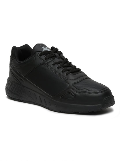 Men Lace-Up Black Casual Sneakers