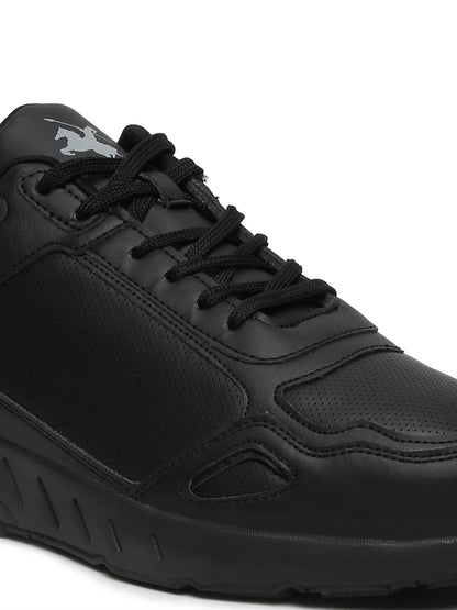 Men Lace-Up Black Casual Sneakers