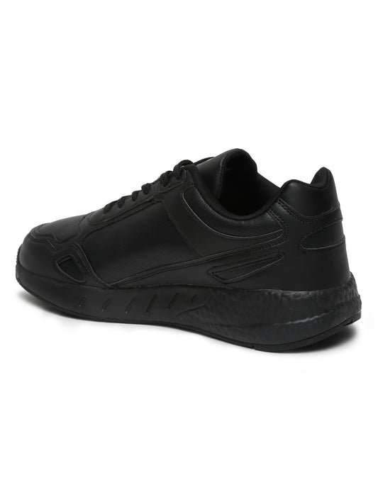 Men Lace-Up Black Casual Sneakers