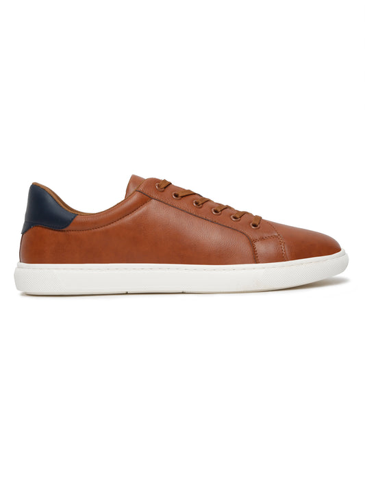 Men Lace-Up Tan Casual Sneakers