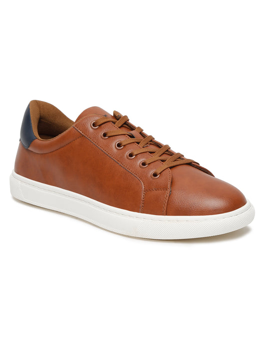 Men Lace-Up Tan Casual Sneakers