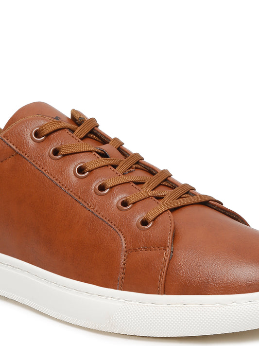 Men Lace-Up Tan Casual Sneakers