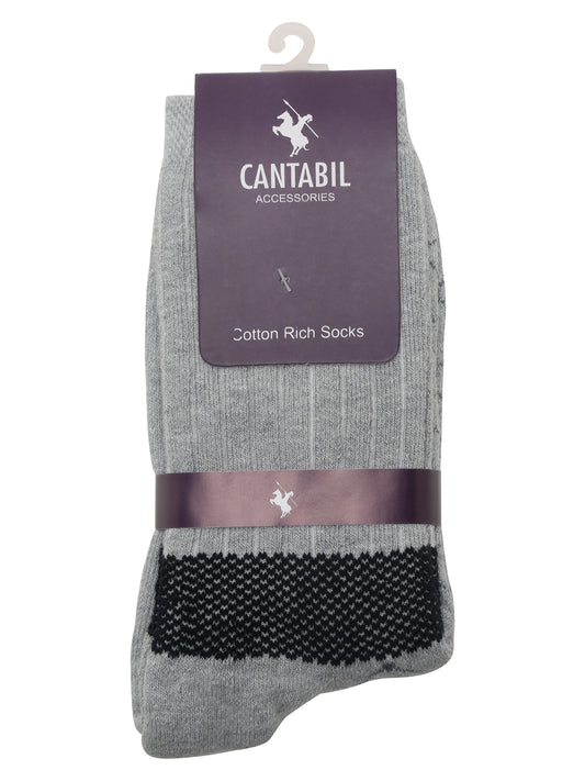 Men's Grey Melange Fashion Crew length Terry Socks -Pack of 5