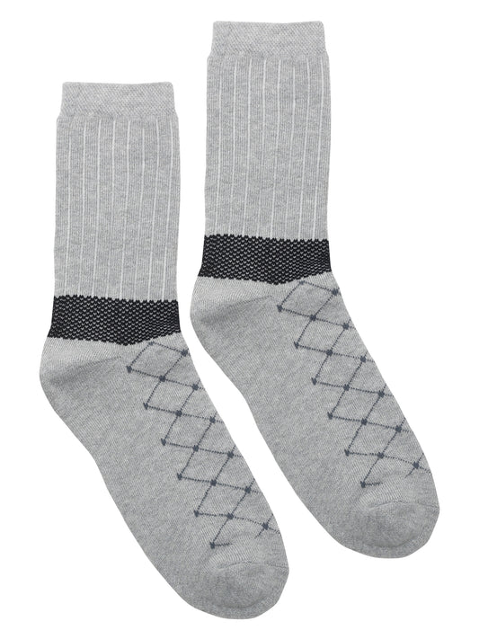Men's Grey Melange Fashion Crew length Terry Socks -Pack of 5