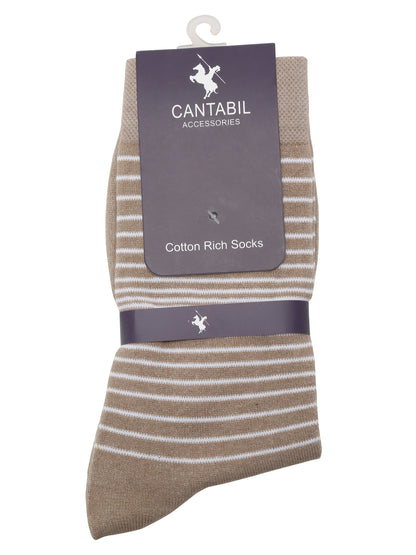 Men's Beige Basic Crew length Socks -Pack of 5