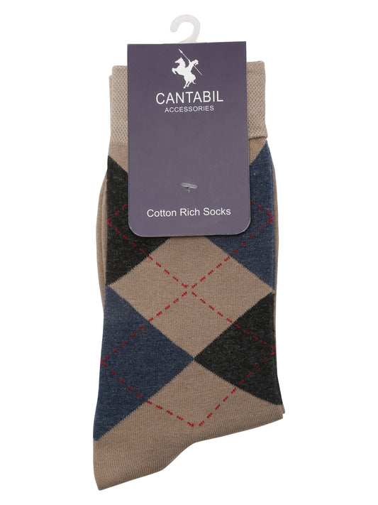 Men's Beige Basic Crew length Socks -Pack of 5