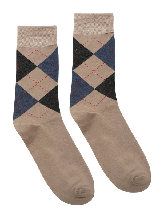 Men's Beige Basic Crew length Socks -Pack of 5