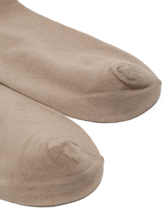 Men's Beige Basic Crew length Socks -Pack of 5