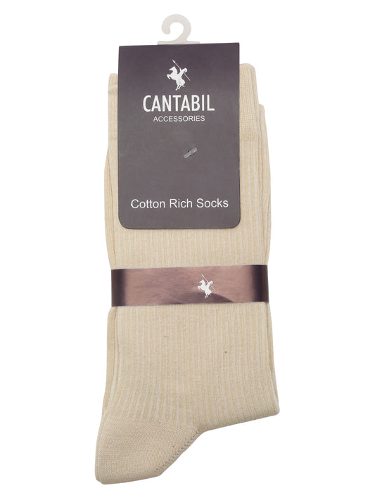 Men's Cream Basic Crew length Socks -Pack of 5