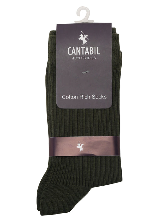 Men's Olive Green Basic Crew length Socks -Pack of 5