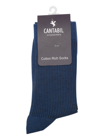 Men's Blue Basic Crew length Socks -Pack of 5