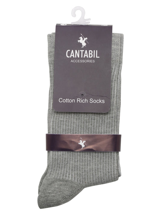 Men's Grey Melange Basic Crew length Socks -Pack of 5