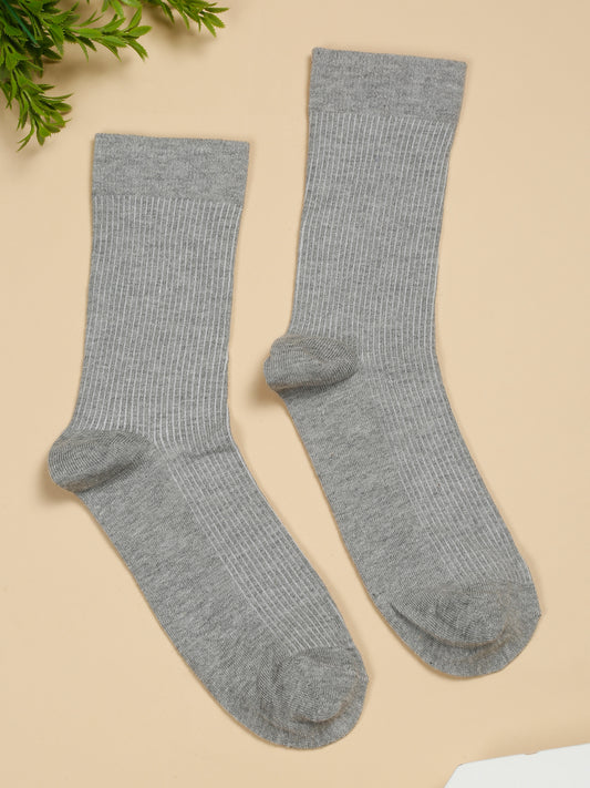Men's Grey Melange Basic Crew length Socks -Pack of 5